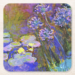 Posavasos Cuadrado De Papel Monet - Lilies de Agua y Agapanthus