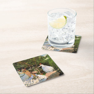 Posavasos Cuadrado De Papel Monet - Mujeres en el jardín