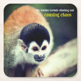 Posavasos Cuadrado De Papel Mono ardilla en el árbol