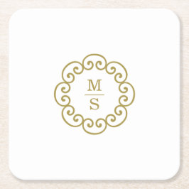 Posavasos Cuadrado De Papel Monograma