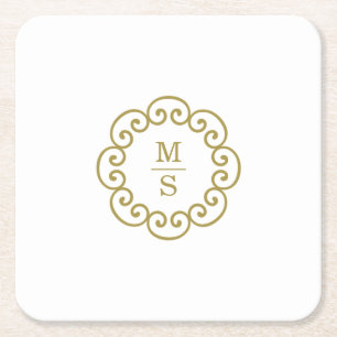 Posavasos Cuadrado De Papel Monograma