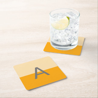 Posavasos Cuadrado De Papel Monograma amarillo ocaso Daffodil