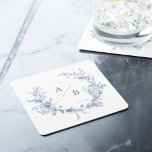 Posavasos Cuadrado De Papel Monograma clásico del Boda francés victoriano<br><div class="desc">Monograma de Boda francés victoriano clásico</div>