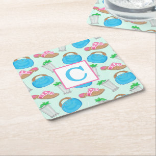 Posavasos Cuadrado De Papel Monograma de adormidera de Derby Mint Julep