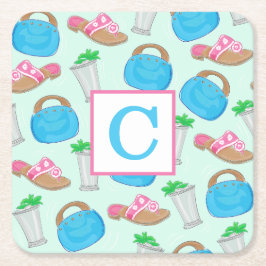 Posavasos Cuadrado De Papel Monograma de adormidera de Derby Mint Julep