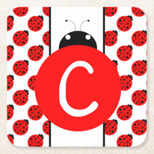 Posavasos Cuadrado De Papel Monograma de insecto de labios