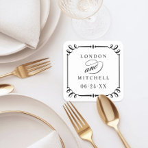 Monograma de matrimonio personalizado con marco de