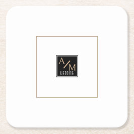Posavasos Cuadrado De Papel Monograma de Moda boda