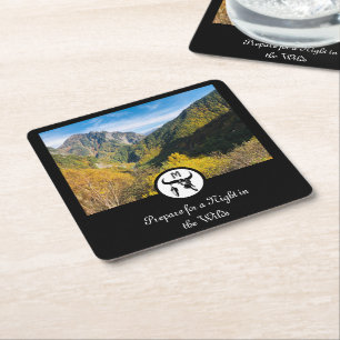 Posavasos Cuadrado De Papel Monograma de silueta de cráneo de toro de Longhorn