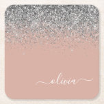 Posavasos Cuadrado De Papel Monograma del Purpurina Rosa Rubor color plata ros<br><div class="desc">Oro Rosa - Bastones de papel de Monograma con Purpurina de tinta rosa y plateado Rubor. Esto hace que la graduación perfecta, el cumpleaños, el boda, la ducha de novia, el aniversario, la ducha de bebé o la fiesta de soltera sea un regalo para alguien que ama el lujo glam...</div>