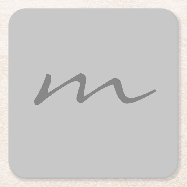 Posavasos Cuadrado De Papel Monograma moderno profesional gris (Anverso)