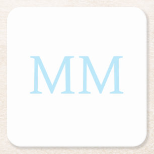 Posavasos Cuadrado De Papel Monograma profesional minimalista azul y blanco