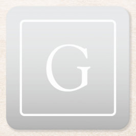 Posavasos Cuadrado De Papel Monograma sutil gradiente gris claro