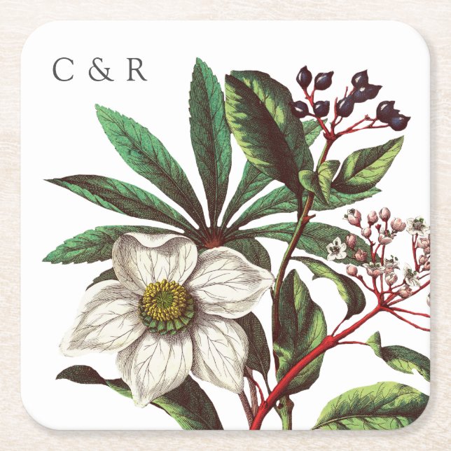 Posavasos Cuadrado De Papel Monogramos Rosa de Navidades rojos ventilares mode (Anverso)