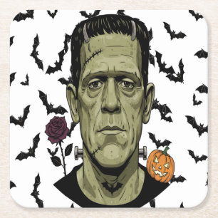 Posavasos Cuadrado De Papel Monster Laughs Funny Spooky Frankenstein Energy