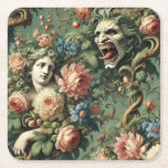 Posavasos Cuadrado De Papel Monstres au Paradis – Gothic Victorian<br><div class="desc">A paradise in bloom,  but with teeth beneath every petal. Monstres au Paradis weaves soft roses and serene statues with snarling specters,  hinting at a garden where innocence dances with lurking menace.

For those who know paradise is always more thrilling with monsters hiding inside.</div>