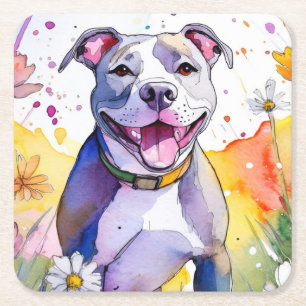 Posavasos Cuadrado De Papel Monstruo de Bulldog Pit