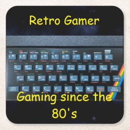 Posavasos Cuadrado De Papel Monstruo de computadoras retro de los años 80.