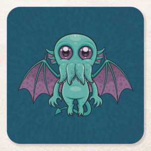 Posavasos Cuadrado De Papel Monstruo de Cthulhu