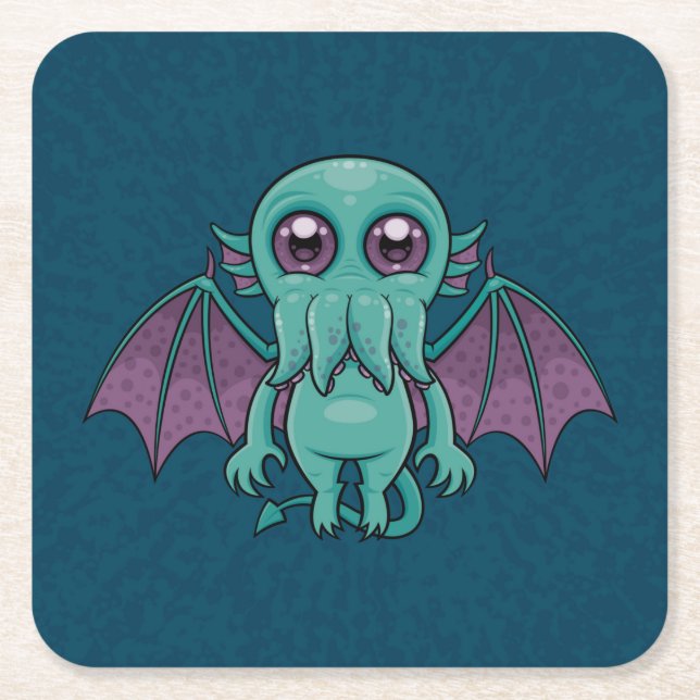 Posavasos Cuadrado De Papel Monstruo de Cthulhu (Anverso)