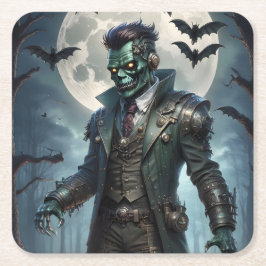 Posavasos Cuadrado De Papel Monstruo de Frankenstein Steampunk de Halloween