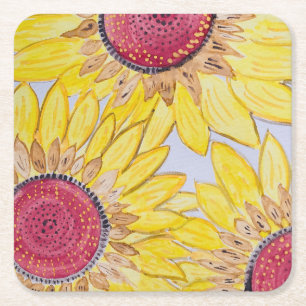 Posavasos Cuadrado De Papel Monstruo de girasol