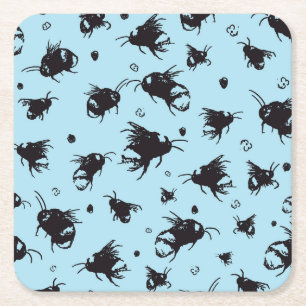 Posavasos Cuadrado De Papel Monstruo de Ilustracion de abejas dibujado a mano