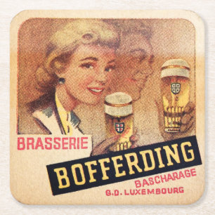 Posavasos Cuadrado De Papel Monstruo de la etiqueta de cerveza de Luxemburgo