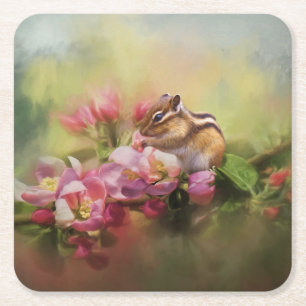 Posavasos Cuadrado De Papel Monstruo de papel Chipmunk