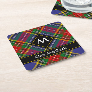 Posavasos Cuadrado De Papel Monstruo de papel cuadrado Clan MacBeth Tartan