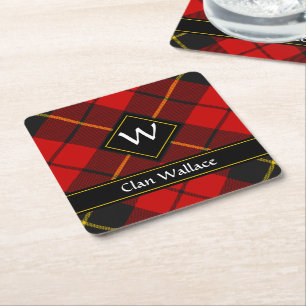 Posavasos Cuadrado De Papel Monstruo de papel cuadrado de Clan Wallace Tartan