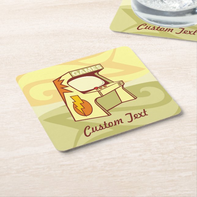 Posavasos Cuadrado De Papel Monstruo de papel cuadrado de máquina de arcade (En perspectiva)