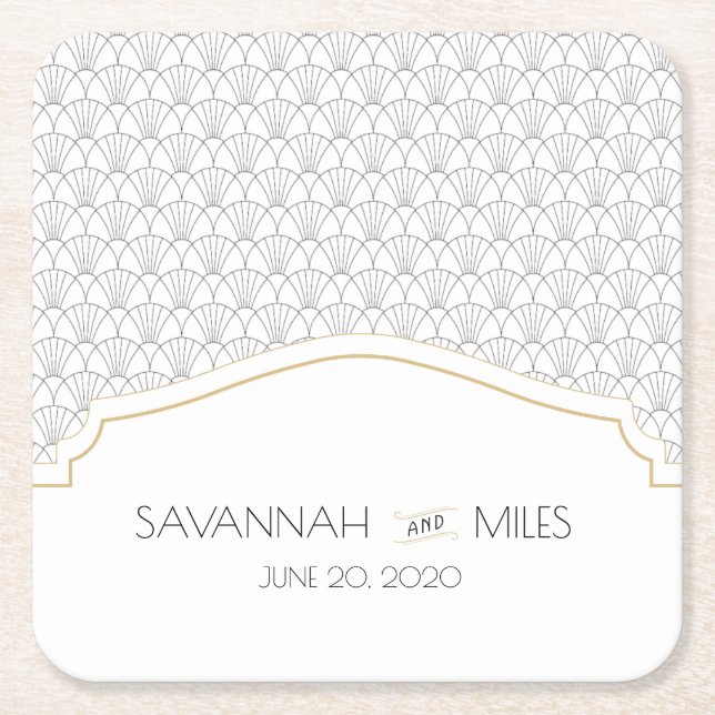 Posavasos Cuadrado De Papel Monstruo de papel cuadrado de marco Art Deco (Anverso)