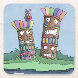 Posavasos Cuadrado De Papel Monstruo de papel cuadrado de rosebud tiki