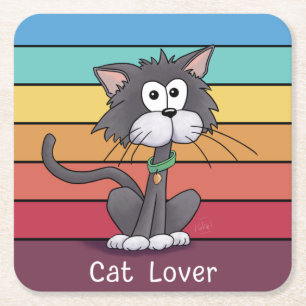 Posavasos Cuadrado De Papel Monstruo de papel cuadrado para el amante del gato