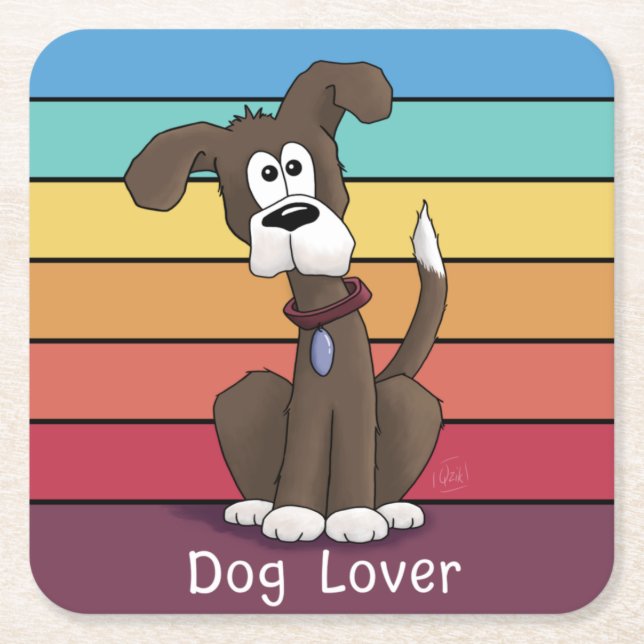 Posavasos Cuadrado De Papel Monstruo de papel cuadrado para perro festivo (Anverso)