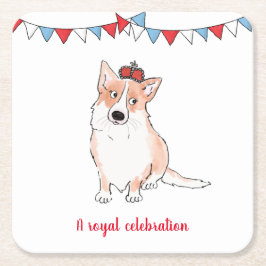 Posavasos Cuadrado De Papel Monstruo de papel cuadrado Royal corgi