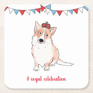 Posavasos Cuadrado De Papel Monstruo de papel cuadrado Royal corgi
