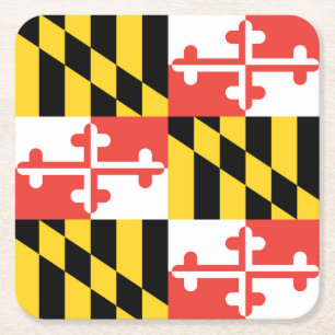 Posavasos Cuadrado De Papel Monstruo de papel de bandera de Maryland