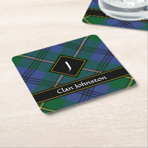 Posavasos Cuadrado De Papel Monstruo de papel de Clan Johnston Tartan Square