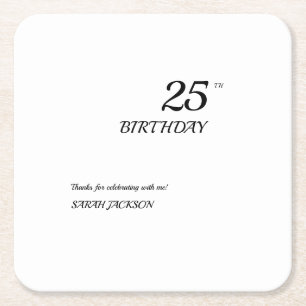 Posavasos Cuadrado De Papel Monstruo de papel de cumpleaños Minimalista blanco