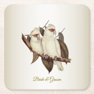 Posavasos Cuadrado De Papel Monstruo de papel de las aves blancas