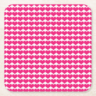 Posavasos Cuadrado De Papel Monstruo de papel de patrón de corazón rosado