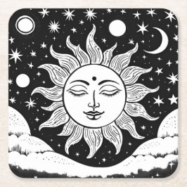 Posavasos Cuadrado De Papel Monstruo de papel de Sun Deity