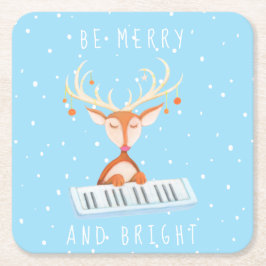 Posavasos Cuadrado De Papel Monstruo de papel de un reno Navidad