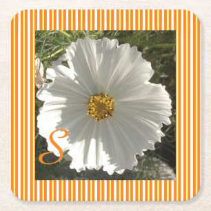 Posavasos Cuadrado De Papel Monstruo de papel del Cosmos Blanco
