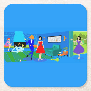 Posavasos Cuadrado De Papel Monstruo de papel del Fiesta de cócteles de la Pa