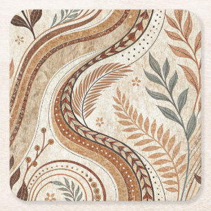 Posavasos Cuadrado De Papel Monstruo de papel del patrón boho de moda