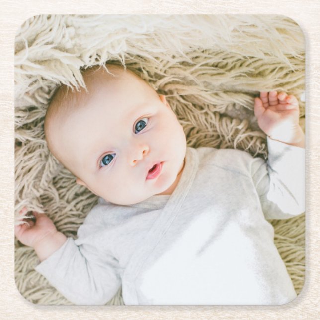 Posavasos Cuadrado De Papel Monstruo de papel fotográfico Personalizado (Anverso)