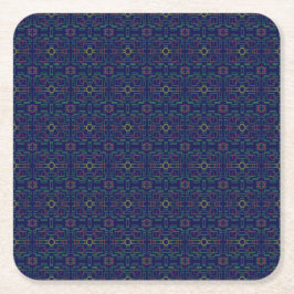 Posavasos Cuadrado De Papel Monstruo de papel geométrico azul